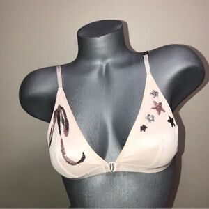 Victoria’s Secret Bralette Triangle Sequins Front Close. Size Medium. NWT